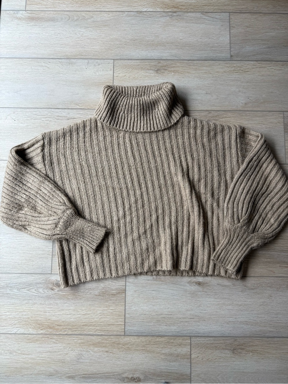Cozy Ribbed Turtleneck Sweater in Beige